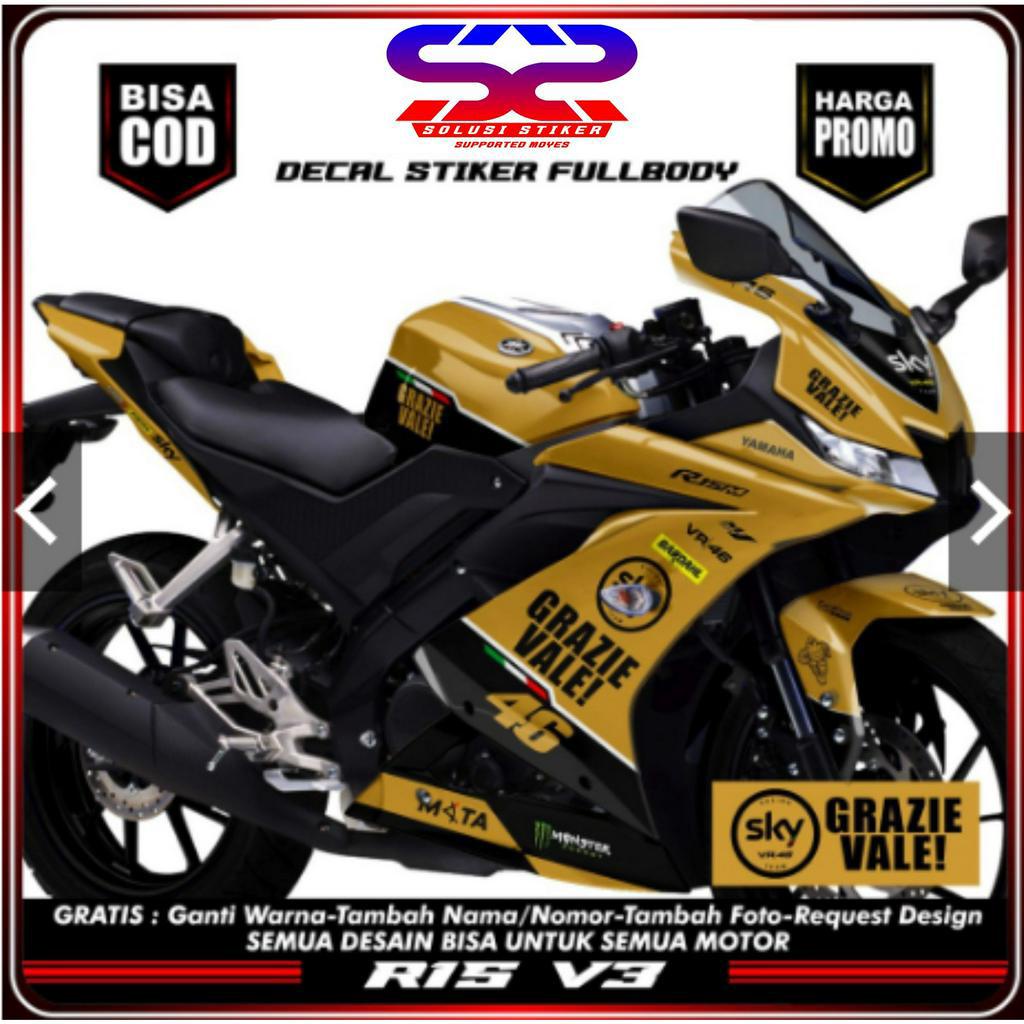 BISA COD STIKER Decal R15 V3 Sticker Decal Motor Yamaha R15 V3 Fullbody Variasi Grazivale Gold