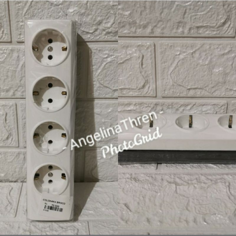 Colokan Listrik Broco 4 Lubang ORI Kuningan - Steker Broco 4 Lubang