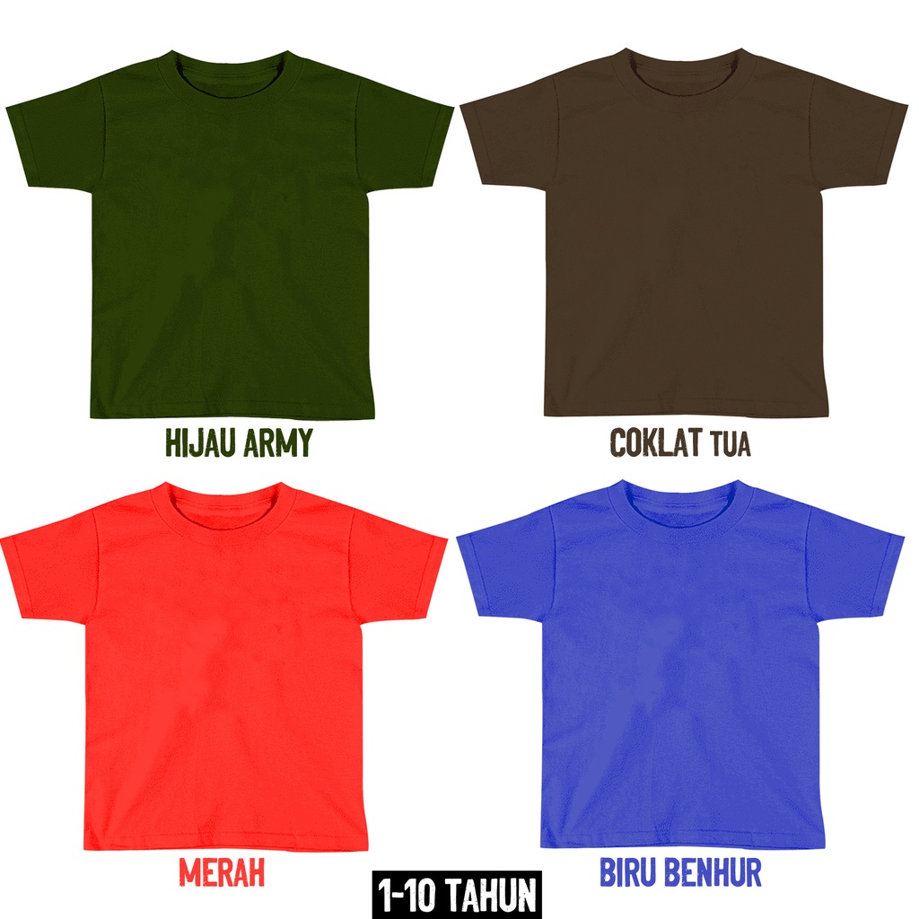 KAOS POLOS ANAK COTTON COMBED 30S 1-10 Tahun - KAOS LENGAN PENDEK LAKI-LAKI PEREMPUAN ROUND BASIC POLOSAN REGULAR UNISEX SIGN CLOTH