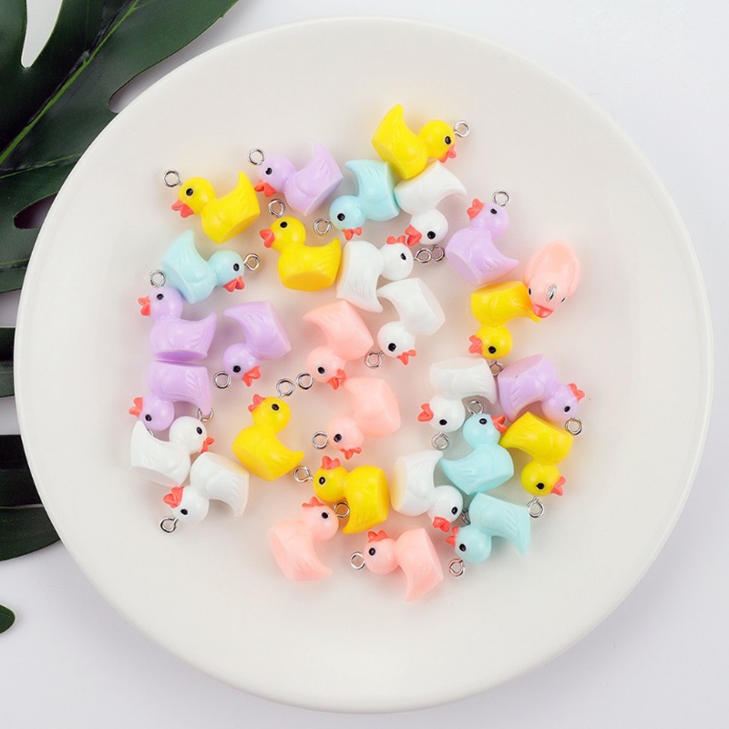 10pcs Gantungan Kunci Bentuk Hewan Bebek Bahan Resin Untuk Aksesoris Perhiasan