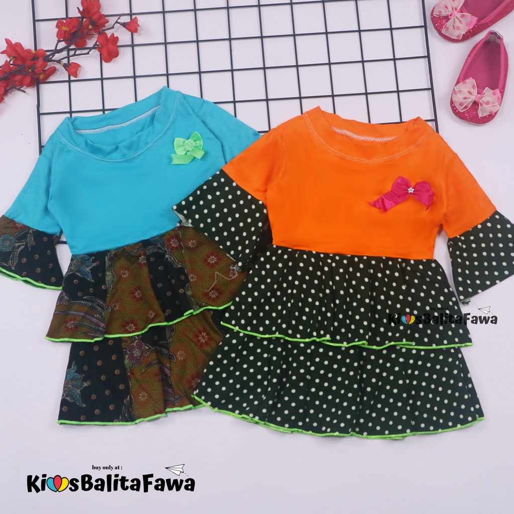 Dress Syifa uk 1-2 Tahun / Baju Anak Perempuan Dres Lengan Panjang Murah Gaun Pesta Pakaian Grosir