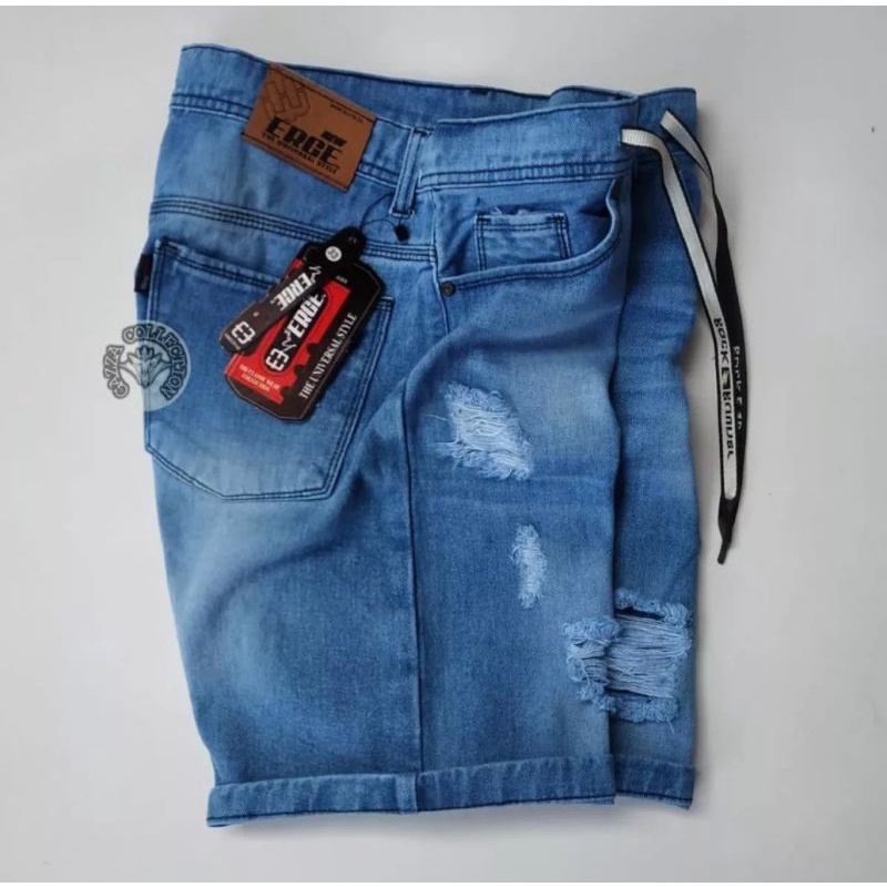 [Bisa COD]Celana Jeans Pendek Sobek Pria Wisker Jeans Pendek Ripped Robek Pria Premium