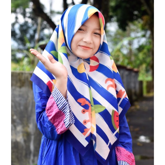 VOAL PRINTING ANAK MOTIF SUMMER / HIJAB ANAK LUCU / JILBAB ANAK KARAKTER LUCU