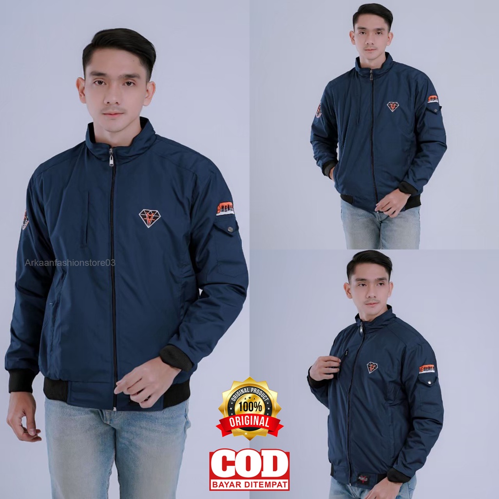 AKN - JAKET BOMBER PRIA MAT TASLAN WATERPROOF ANTI AIR / JAKET MOTOR ANTI ANGIN PREMIUM SGM DIAMON ORIGINAL REBEL ID