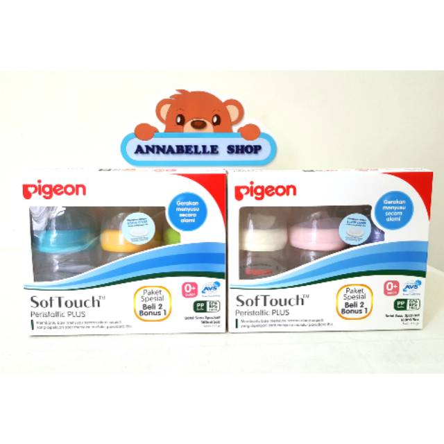 Pigeon Botol Wide Neck PPWN 2 free 1 nipple peristaltic plus 160ml 240ml paket isi 3