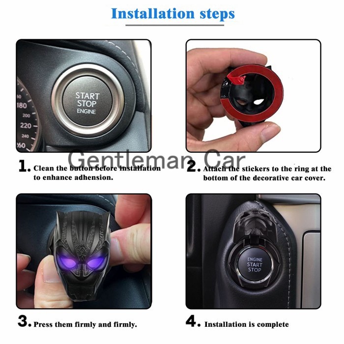 Cover Penutup Tombol Start Stop Engine Ring Button Mobil Marvel Iron Man Black Phanter Free Box