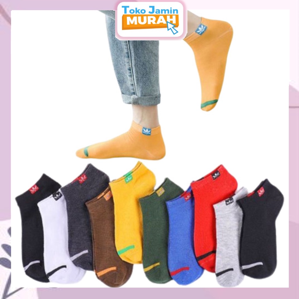 TJM KK212 Kaos Kaki Wanita Pendek 1 Garis Motif Adios Kaos Kaki Semata Kaki Kekinian Import