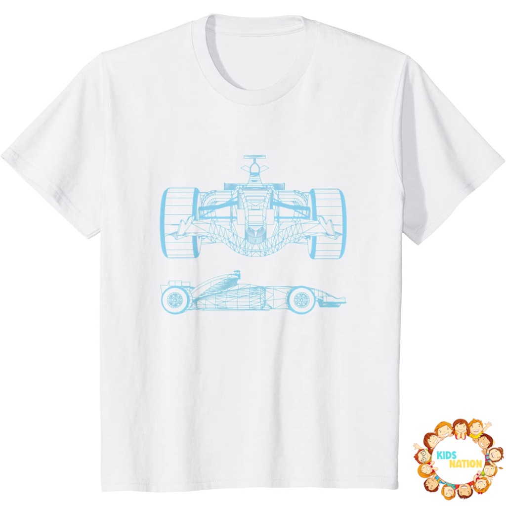 Baju anak Formula Racing Car Silhouette Mechanical Engineering draw T-Shirt baju anak murah Fashion 