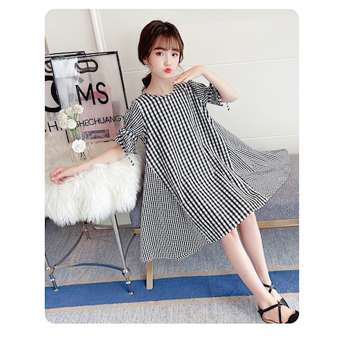 Baju Anak Cewek Korea Lengan Pendek Setelan Dress Tunik Anak K15