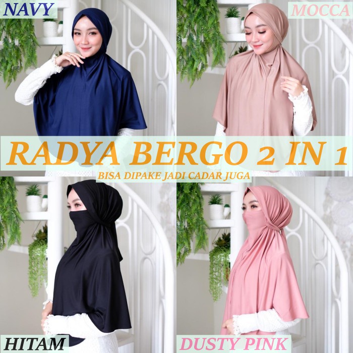 RADYA BERGO Kerudung Krudung Hijab Jilbab Wanita Bergo Bargo Tali Instan Instant Muslim Muslimah Dew