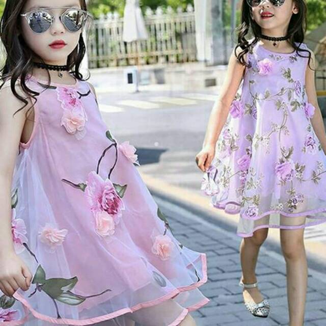 Dress anak berbunga / gaun ulang tahun / dress pesta / dress ulang tahun anak / gaun anak