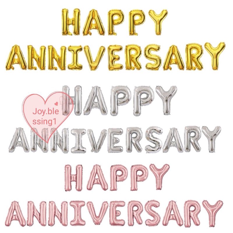 BALON FOIL TULISAN HAPPY ANNIVERSARY/wedding PAKET BALON SET