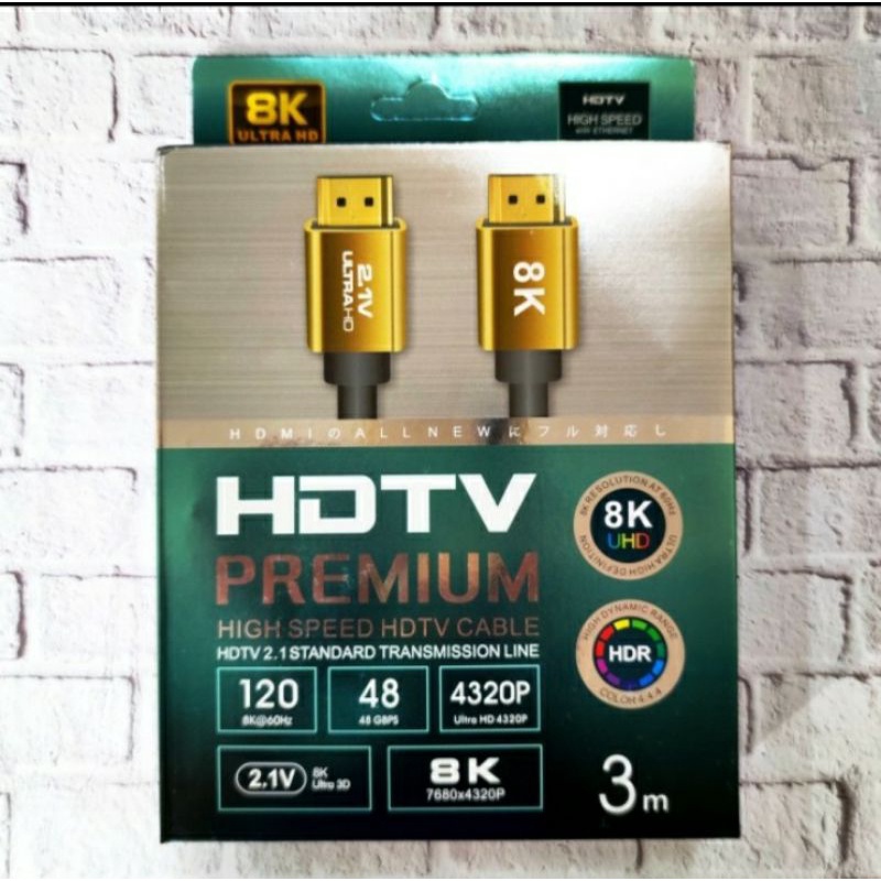 SKU-1258 KABEL HDMI 3 M 8K V2.1 ULTRA HD PREMIUM KABEL 3 METER