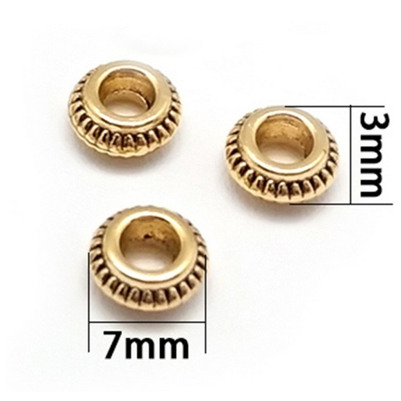 30Pcs Manik-Manik Spacer Bulat Flat Bahan Alloy Metal Ukuran 3mm X 7mm Untuk Membuat Perhiasan