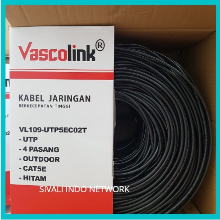 1 ROLL VASCOLINK KABEL LAN UTP CAT5E OUTDOOR  305 METER  HITAM