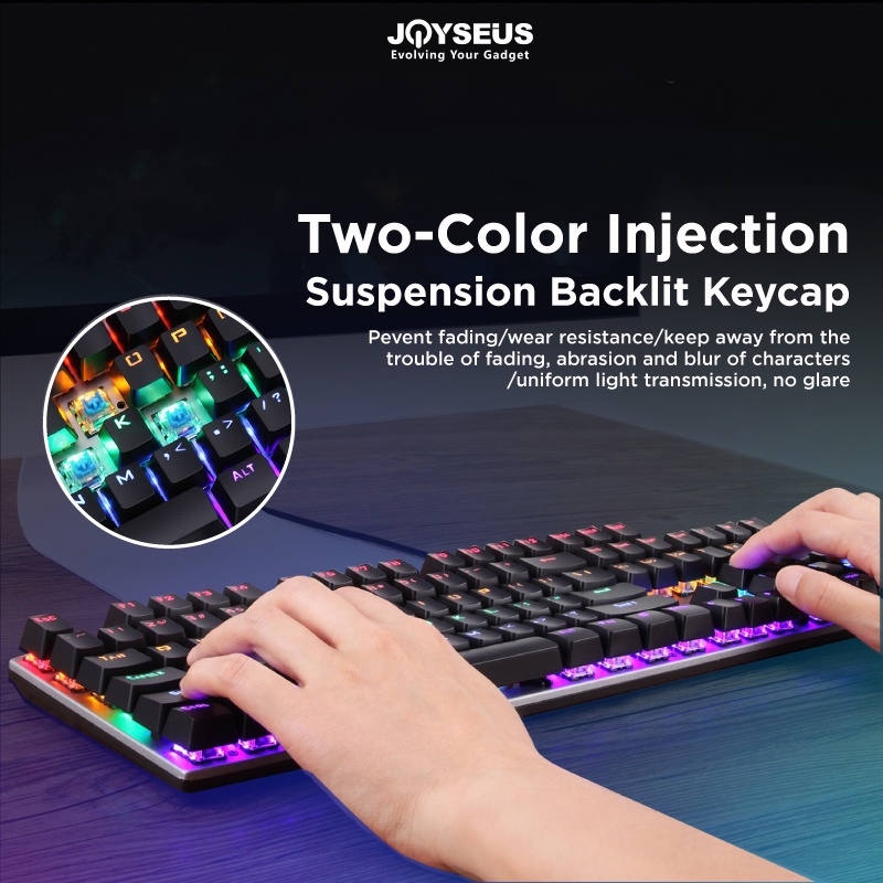 Joyseus Keyboard mechanical komputer Gaming USB Cable RGB Tahan Air - KEY01-5