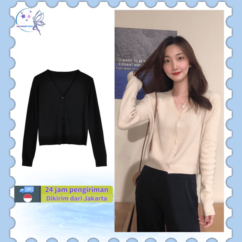 Atasan wanita import Cardigan rajut Crop  top korea 