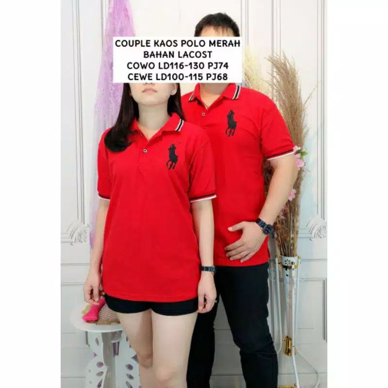 Couple Polo Kuda Full Bordir (Merah)