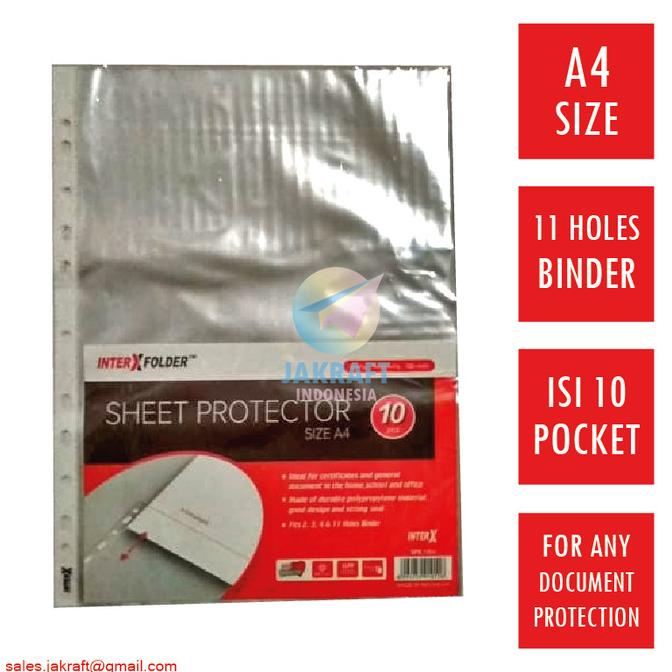 

PP Pocket Kantong Binder A4 0,05 mm isi 10 Bantex Bambi Bindex INTERX
