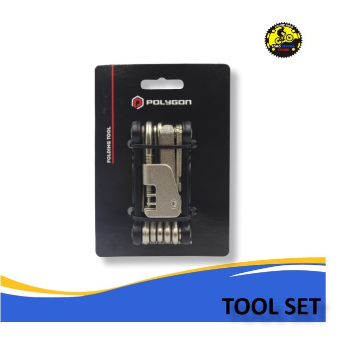 POLYGON KUNCI SET SEPEDA 13F FOLDING BONE SERBAGUNA BIKE TOOLKIT NEW