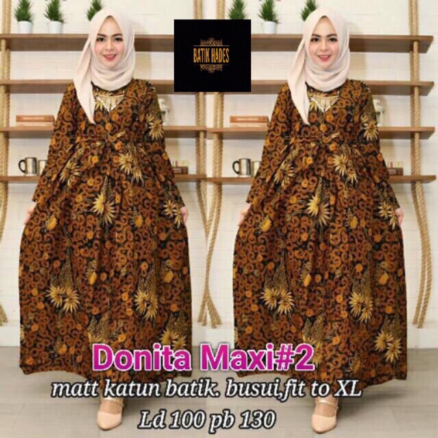 Gamis batik syari modern baju muslim pakaian wanita dress