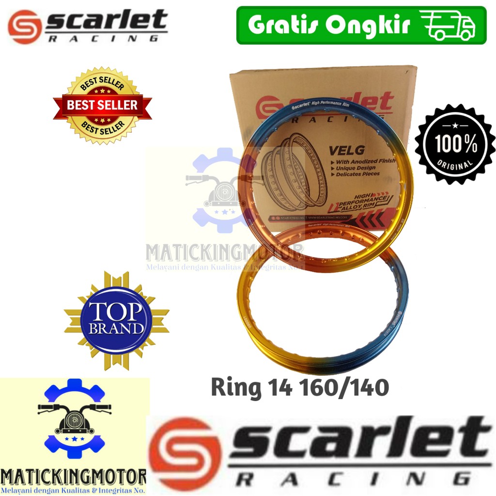 Velg Veleg pelak Alloy Set Depan+Belakang 3 warna ring 17 14 lebar 140 160 merk Scarlet