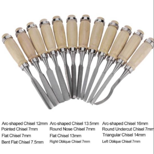 Pisau pahat bubut ukir kayu set 12pcs