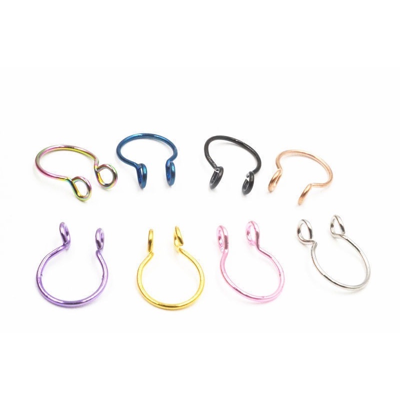 Magic789 1PC Punk Stainless Steel Hoop Nose Ring Non Piercing Clip for Women Men