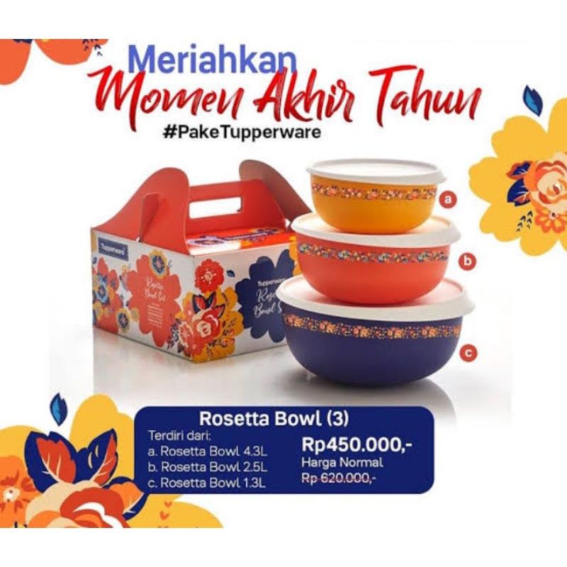 Rosetta bowl set 3 pcs Tupperware Promo /Rosetta bowl Original Tupperware