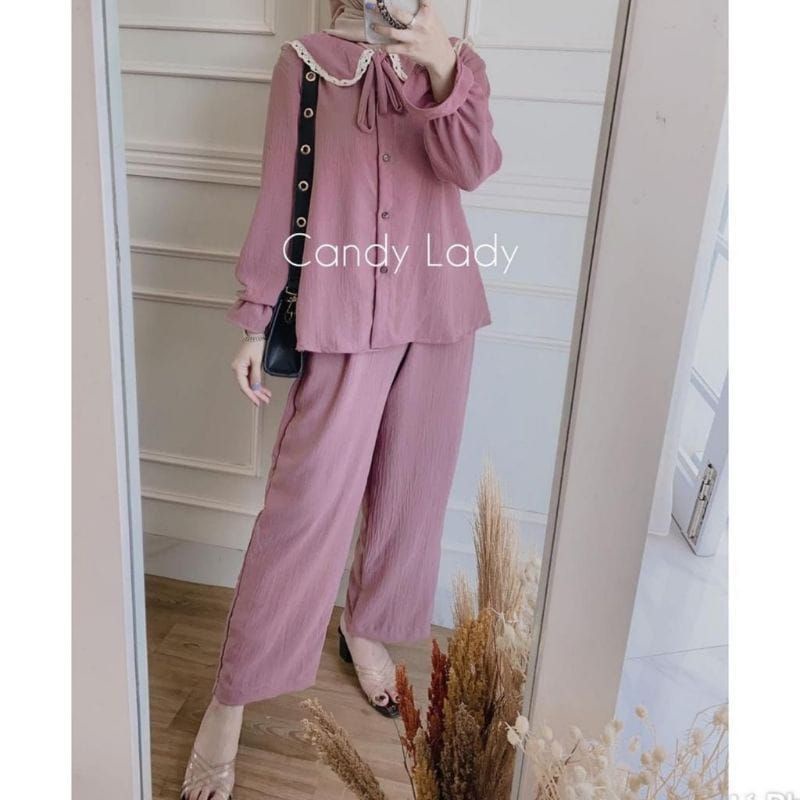 CANDY LADY SET CRINKLE PREMIUM / BEST SELLER / LEONA SETELAN / SET WANITA