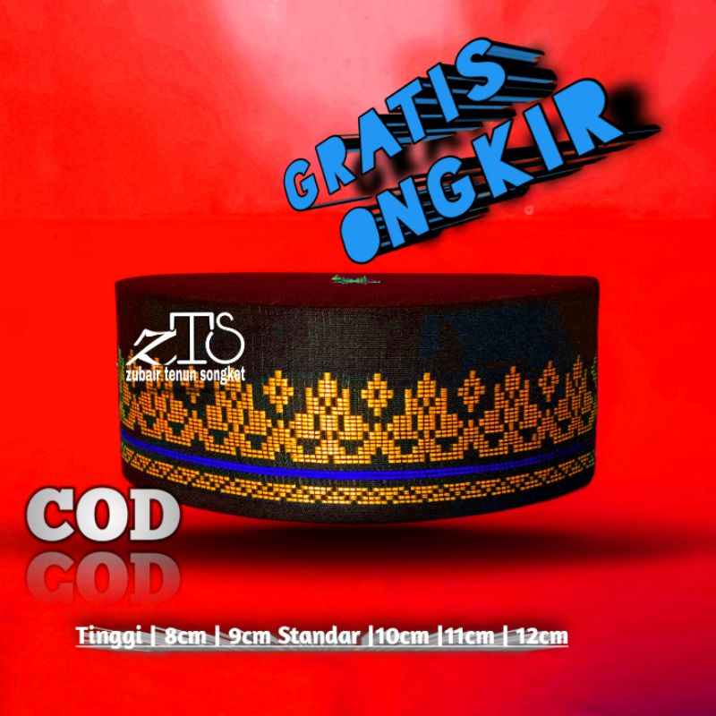 PECI SONGKOK SONGKO KOPIA KOPYA TOPI LOBE ZUBAIR TENUN SONGKET HITAM EMAS LIS BIRU SHOLAT PRIA AKAD