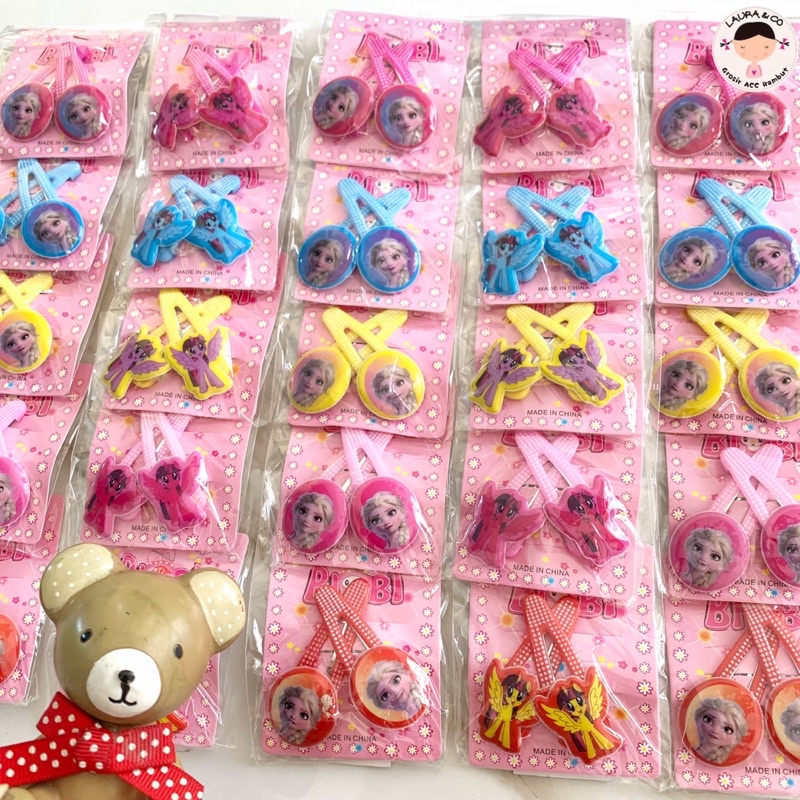 Jepit Tip top silang 10pc bagus grosir tik tok love mickey hello kitty frozen