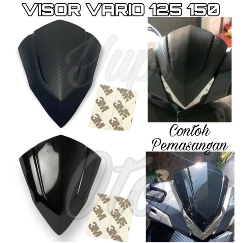 VISOR VARIO 150 DAN VARIO 125 LED ESP 2015 - 2017 VARIO 160 2022 WINDSHIELD VARIO 125 VARIASI HITAM KARBON CARBON FREE DOUBLE TAPE 3M  MERK MOSCOW WINSIL VARIO WINDSHIELD