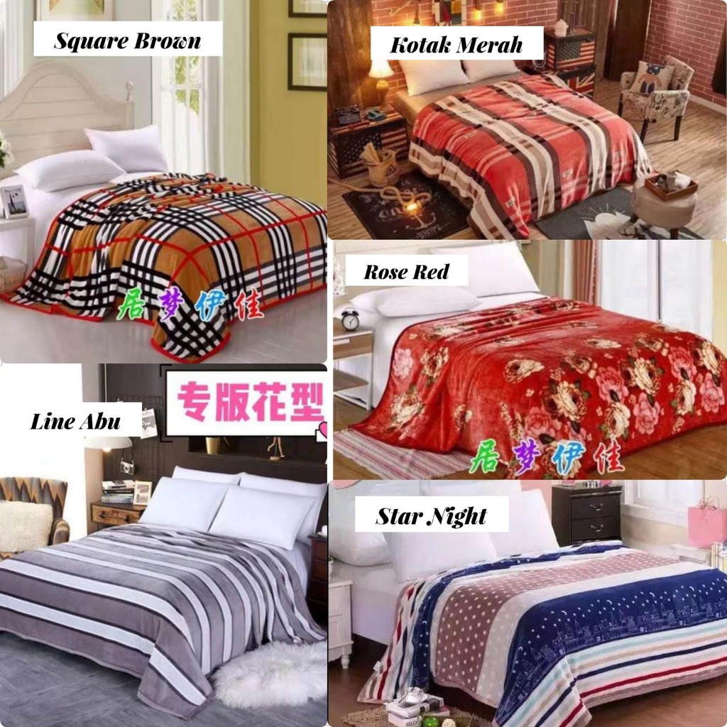 Selimut Bulu Halus Motif Dewasa  Aesthetic Atisashop Murah Berkualitas Lembut Uk135x190 New Arrival-3