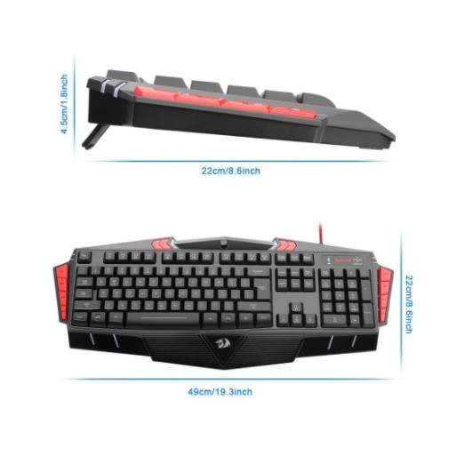 Keyboard gaming redragon wired usb 2.0 membrane multimedia Macro program backlight k501 k-501 asura