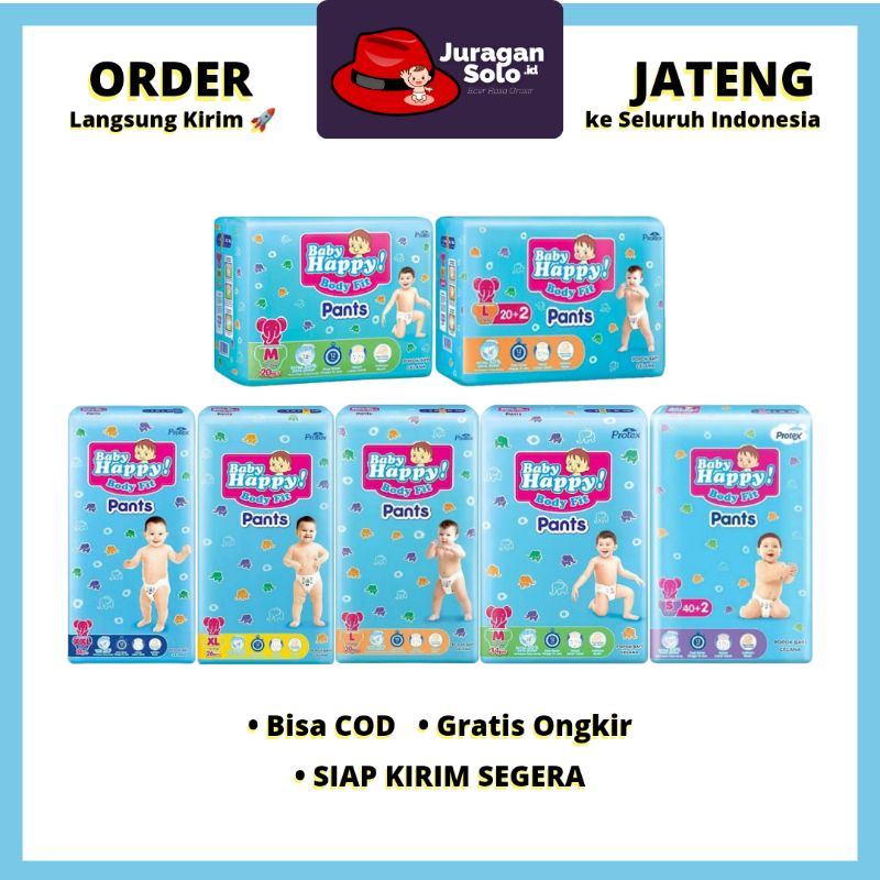 Popok BABY HAPPY PANTS S40 M34 L30 XL26  XXL24 M20+2 L20+2