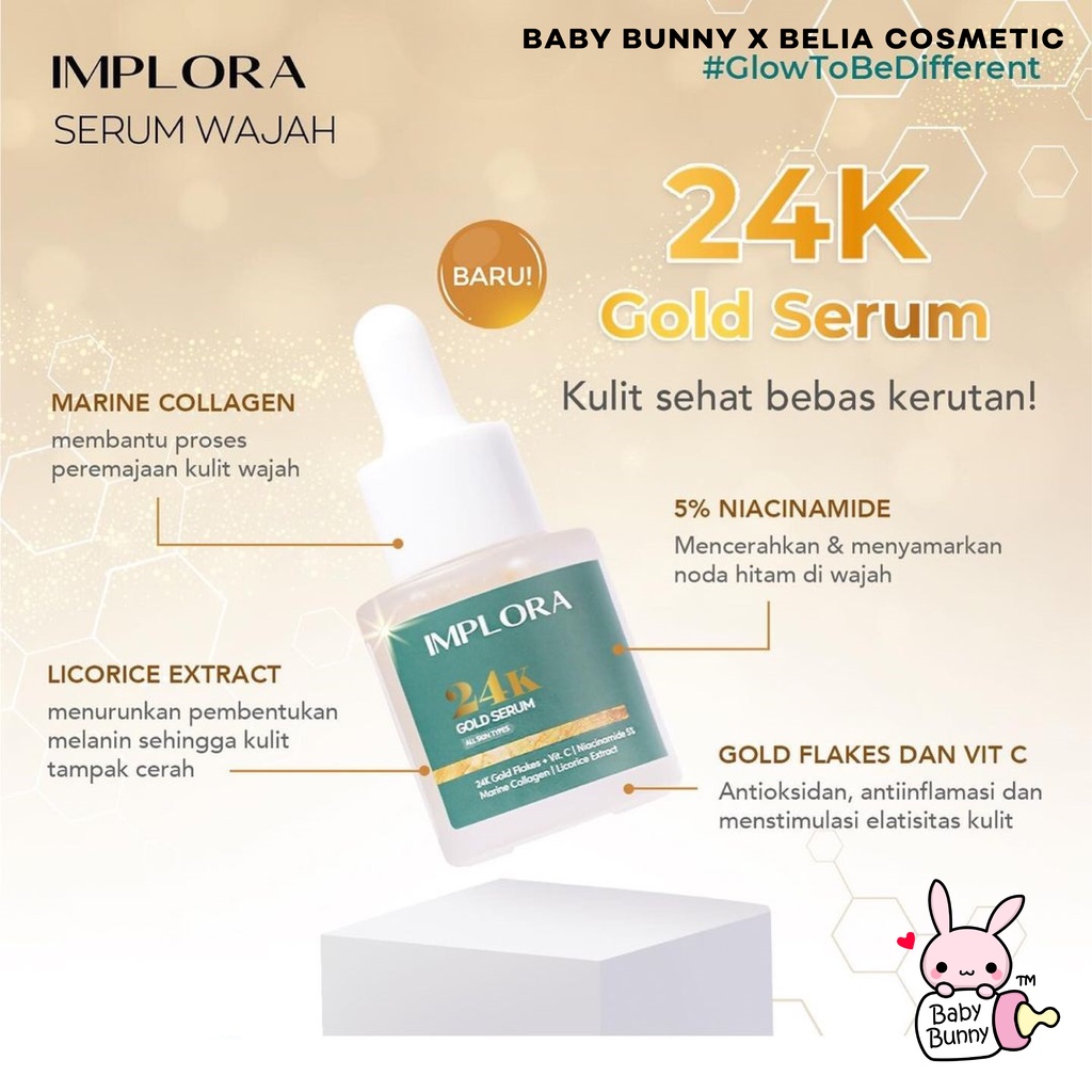 ❤ BELIA ❤ IMPLORA Face Serum | Serum Wajah | 24K Gold | Hydrating | Acne | Brightening | Peeling | Midnight Serum BPOM