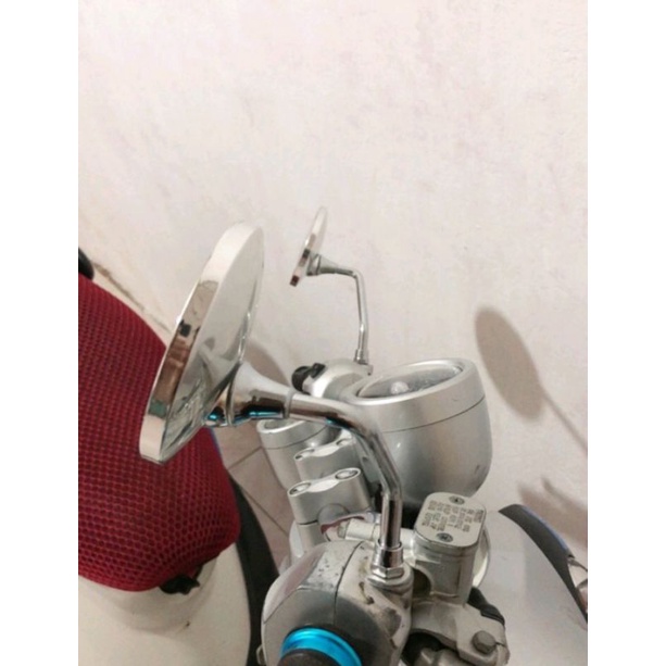 Spion Honda Scoopy Dan Genio Tangkai panjang full besi Full chrome