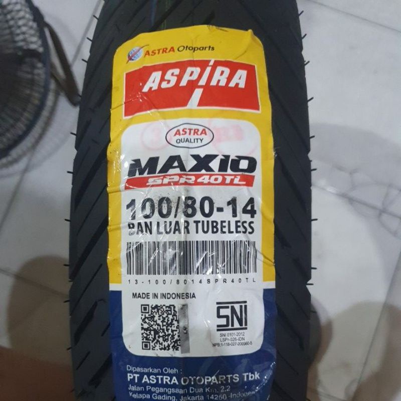 Ban Luar 100/80-14 Maxio SPR40 Tubles Aspira