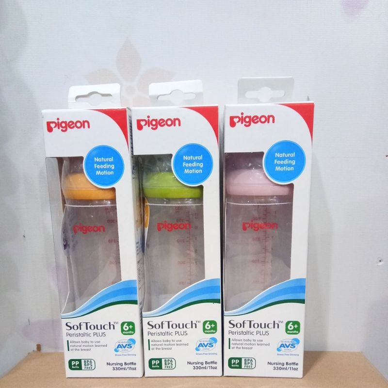 PIGEON SOFTOUCH PERISTALTIC PLUS(WIDE NECK) NURSING BOTTLE L 6+ 330ML/11oZ