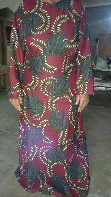 Ms Gamis Batik Sriwedari Maxi Jumbo Bumil/busui Katun Sogan Allsize Ld 104 Dan 120.