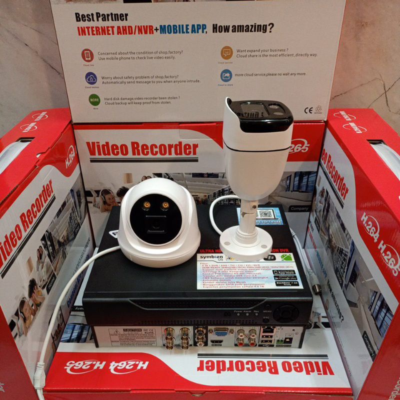 Paket Cctv 4 Channel 2 Kamera ColorVu 6mp Full hd 1080p 24 Jam Berwarna