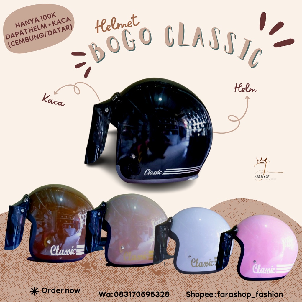 Helm bogo dewasa / Helm bogo retro/ Helm SNI / Helm bogo classic / Helm bogo jps / Helm bogo termura