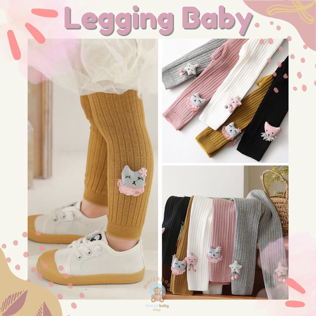 MBSS - LEGGING MAOMAO Legging buka kaki bayi / anak import motif warna polos