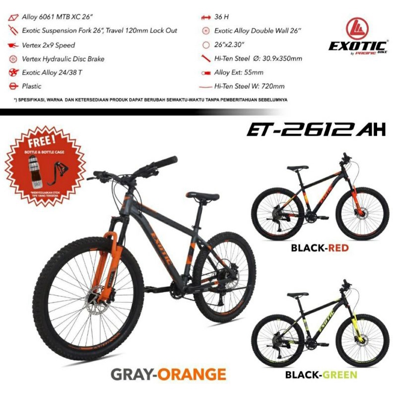 Sepeda Gunung MTB Exotic 2612 AH&amp;2658AH 27,5 inch Alloy Hidrolik 9 Speed