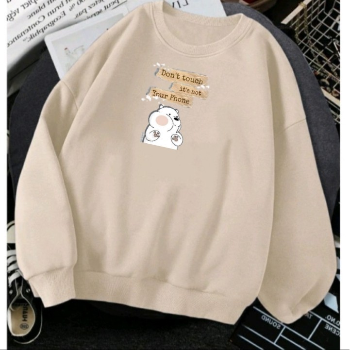 Sweater Pria Distro Japan Crewneck Cream Sablon Suiter Wanita/Pria Jumbo  Oversize