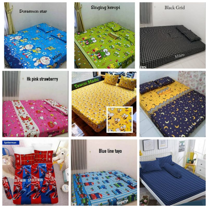 SPREI JUMBO SINGEL KARET SUDUT SPREI KARAKTER UKURAN 180X200 160X200 120X200 90X200