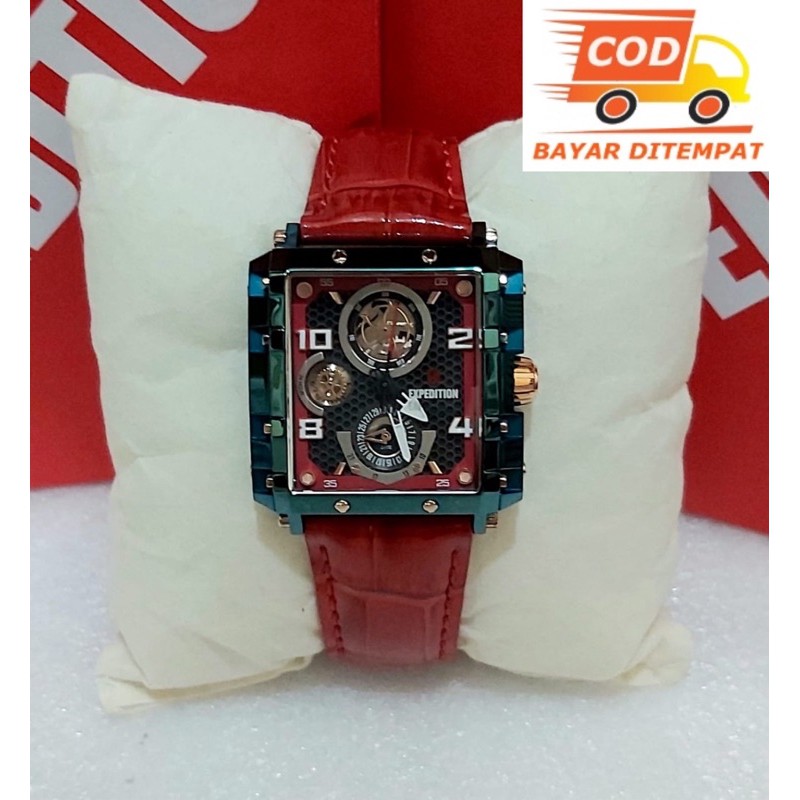 JAM TANGAN EXPEDITION WANITA E6757 ORIGINAL BLUE RED