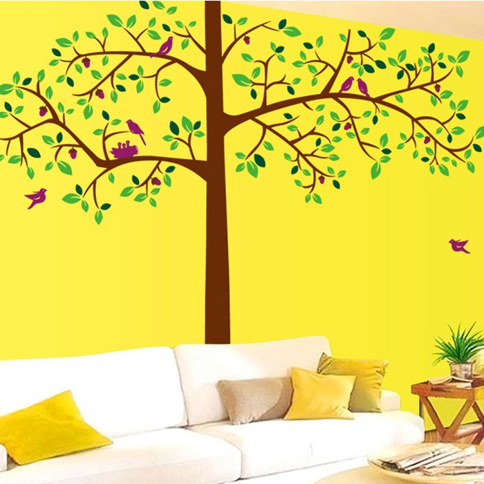 (TXXL) RELIZA WALL STICKER POHON BESAR BURUNG ANAK BIG GREEN TREE STIKER DINDING AY214