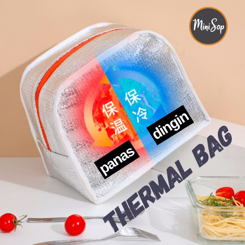 Tas Bekal Lunch Cooler Bag Box Makanan Alumunium Kotak Makan Anak Dewasa Tahan Panas Dingin